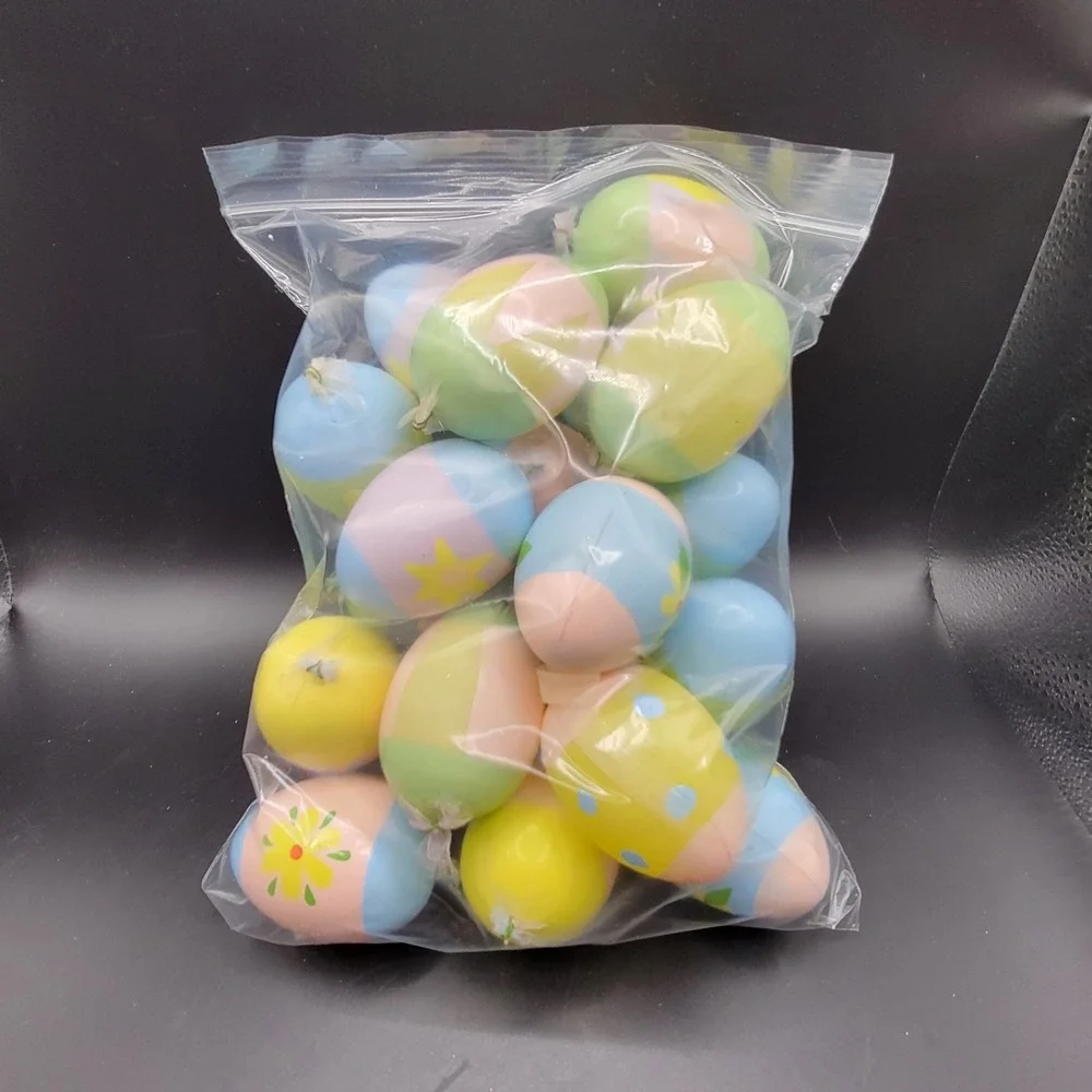 20 Pc Hand-painted Plastic Easter Egg Decorations *strings Have Been Cut